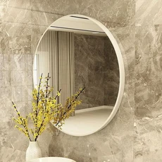 알루미늄 합금 프레임 원형 거울 조명 럭셔리 홈 장식 욕실 벽걸이, white 40cm