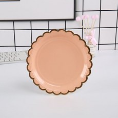 一次性紙碗 燙金加厚 生日派對小吃碗, 7寸圓盤粉色10個, 1個