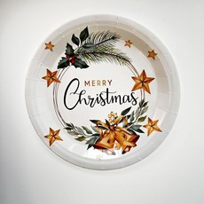 好貨精選 一次性聖誕節餐盤零食碟甜品盤水果盤圓形派對裝飾安全衛生餐具, 1個