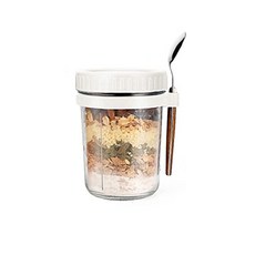 時尚玻璃燕麥杯 韓風 早餐杯 送湯匙 密封罐 梅森杯 350ml