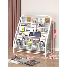 雜誌架 報刊置物架 落地多功能收納展示架 可折疊, 1個, 白色6層加大號