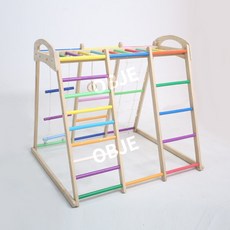 원목 유아 놀이기구 그네 세트 미끄럼틀 정글짐 실내놀이터 가정용, F