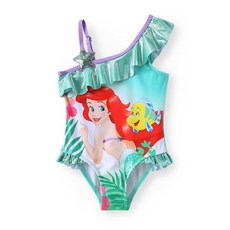 Disney Princess 여아용 원피스 수영복 러플 유아 소녀 귀여운 수영복 초록색. 180127