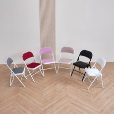 접의자 철제 다용도 체어 간이 교회 학원 사무용 행사용 접는 접이식 의자, 1개, 패브릭 접이식의자 / 핑크