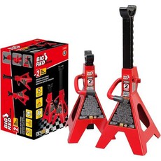 빅 레드 2톤 스틸 카 잭 스탠드 자동차 세단 2팩에 적합, Standard, 2 ton
