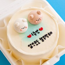 레터링 도시락 케이크 당일발송 주문제작 맞춤 기념일 파티 케이크 1번~10번, 260g, 1개, 1. 커플곰(12자이내)/바닐라생크림