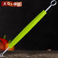 臺灣熱賣 廚房鵰刻刀雙頭不銹鋼V型劃綫U型拉刻刀O掏刀防滑學生果蔬鵰花刀 KOBY, 【綠色】大號O+中號O（掏刀）, 1個
