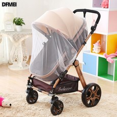 DFMEI 嬰兒車蚊帳寶寶推車防蚊罩遛娃遮陽罩刺繡密網紗遮陽防蚊驅蚊, 1個, 圓形全罩款白:通用