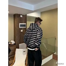 秋冬撞色條紋連帽針織外套 - 復古設計感男士毛衣 (臺灣出貨)