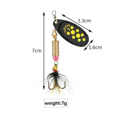 1/2pcs 금속 하드 미끼 회전 낚시 숟가락 장식 조각 Wobblers 깃털 후크와베이스 Pesca 3.5g/4.5g/7g/9g/12, 5. 03-2pcs