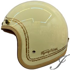 FLYING HORSE FH358 象牙白/金 艾菲爾 EIFFEL 復古安全帽 莫蘭迪色, 1個, XL(59-60CM)