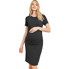 [ 1078851 ] 라클레프 여성용 임산부 반소매 사이드 주름 장식 티셔츠 드레스 모브