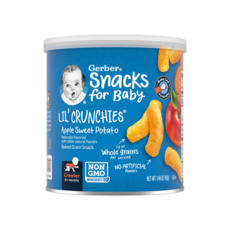 Gerber LilCrunchies 구운 곡물 스낵 생후 8개월 이상 사과 고구마, Apple Sweet Potato, 42g, 1개