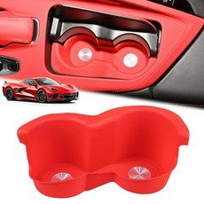 MSIZOY 센터 콘솔 음료 물컵 홀더 인서트 오거나이저 보관 상자 쉐보레 코르벳 C8 스팅레이 Z51 Z06 E-ray 2020-2025 액세서리 실리콘 고무 물통 홀더와, Red