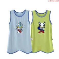 2025新款兒童連體睡衣背心夏季冰絲奧特曼睡袋寶寶家居服空調睡袍