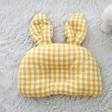 신생아 토끼디자인 짱구베개 체크4종 아기 두상 베개, 1개