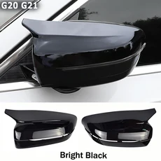 BMW 3 시리즈 G20 G21 G28 320d 330e 330i 340i 2019-2022 M4 자동차 사이드 윙 미러 커버 자동차 액세서리 LHD RHD, Glossy Black