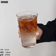DFMEI 玻璃咖啡杯冰美式杯子帶吸管家用水杯字母啤酒飲料牛奶冷飲杯, 1個
