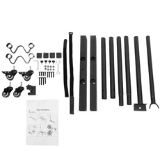 철제 바퀴가 있는 휴대용 자전거 랙 여러 자전거 크기용 조절 가능한 지지대 고강도 저탄소강 GK001, 01 검정색