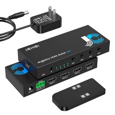 HDMI 2.1 스위치 4 in 1 10+ R 2.3 Atmos 비전/Apple PC 4포트 돌비 4K@120Hz PS 아웃 셀렉터 리모컨 CEC 게임 HDMI 8K@60Hz, 1x4 HDMI Switch 4k
