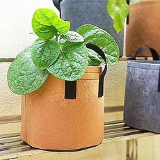 화분 가드닝 부직포 손잡이형 35x30cm 브라운 흙 재배