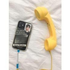두우둥 수화기이어폰 레트로 전화기 인싸 빈티지, 귀마개, 옐로우 + Apple 어댑터, 기본 색상