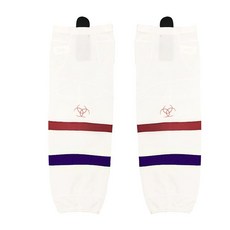 아이스 하키 스타킹 훈련용 타이즈 다리보호대 내마모성, M, 화이트 레드 블루