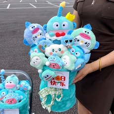 臺灣出貨 七夕情人畢業卡通生日禮物玩偶送小醜魚漢頓閨蜜敎師卡通花束, 生日漢頓|成品花束, 1個