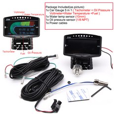 5In 1 자동차 LCD 전자 타코미터 오일 압력 게이지 볼트 전압계 수온 센서가 있는 연료, 05 5 in 1 gauge, 01 CHINA