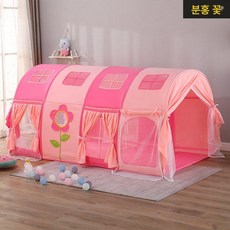 일반쿠션/텐트 어린이 실내 대형 동굴텐트 레스큐 보온 퍼플 침대프레임 숨숨집 일반쿠션 상하세트 플러시, 1개, 라지 플리츠 플라워