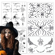 블랙 스파이더 웹 페이스 타투 자체 접착 얼굴 보석 진주 할로윈 메이크업 장식용 거미 보석 라인스톤 스티커 레이브 파티 선물 축제 코스프레 의상 액세서리, 블랙 스파이더 웹 페이스 타투 자체 접착 얼굴 보석 진