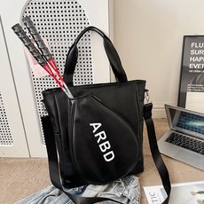 臺灣出貨 手提單肩羽毛球拍包高顔值時尚運動健身包男斜挎包大容量球拍袋女, 黑色, 1個