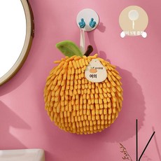 2종세트 걸이식 키친 극세사 복숭아 주방 과일 사과수건, 오렌지, 170x170x0mm, 1개