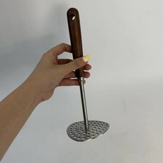 超值 304土豆泥壓泥器不鏽鋼家用嬰兒寶寶輔食壓薯泥工具搗碎器搗泥器 副廠商品, 1個, 304鋼胡桃木土豆壓泥器