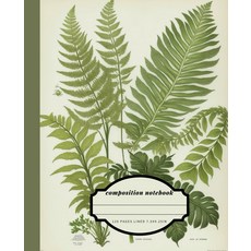 컴포지션 노트북 120페이지 7.5 X 9.25인치: 대학 공부를 위한 빈티지 에스테틱 식물 프린트 펀스 스타일, 기본