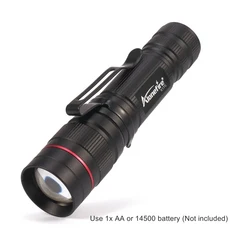 3W 줌 미니 손전등 Zoomable 휴대용 토치 밝은 조명 야외 캠핑 하이킹 배낭 포켓 키즈 소녀 휴대용 램프, 03 Black, 01 AA급, 1