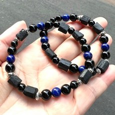 天然黑碧璽手鍊 8/10mm 青金石925純銀手串 避邪擋煞 防小人 男女款