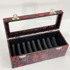 【御古齋】精選手鐲盒玉鐲盒，中國風珠寶盒飾品盒，10格20格40格翡翠收納盒, 1個, 10格, 紅色