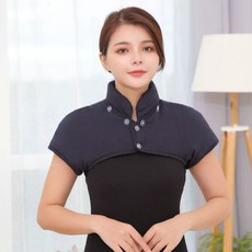 어깨 넥 목 보호 중년 수면 보호대 방한 보온 춘추동 냉방 순면 산모 조끼 워머 면, P. 칼라가 있는 퀼팅 네이비 블루