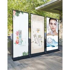 GAPINO 철제 배너 거치대 상업용 광고 거치대 대형 600*1600 mm + 강력지지대, 1개, 블랙