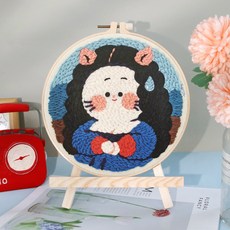 【超繪玩】戳戳繡毛綫繡針材料包 兒童學生課活動裝飾畫, 可愛麗莎—送戳筆+支架 （材料包）⚑⚑, 1個