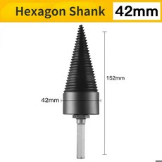 몽이몰 호환 목재 스플리터 드릴 해머 드릴기 32424550MM 장작 스퀘어라운드육각 섕크 비트 스플릿 드릴링 도구, 42mm Hexagon Shank, 42mm Hexagon Shank