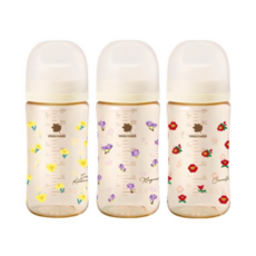 베베그로우 그린핑거 퓨어베이비 PA 노꼭지 디자인 젖병 3종, 3세트, 280ml, 노란붓꽃 + 동백 + 목련