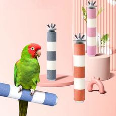 베넬라 앵무새 세라믹 횃대 발톱갈이 용품 횟대 장난감 조류 놀이 훈련 새집 만들기 뜯기, 1개, 핑크