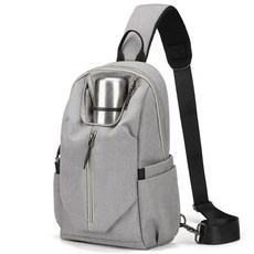 KUKU+ 男士防潑水多功能胸包 大容量單肩斜背包 運動旅行側背包 灰色, 灰色【當天出貨】【店長推薦】