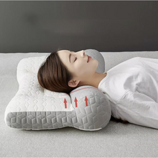 리보아 일자목 경추 거북목 수면 베개 40X60cm, 그레이, 1개
