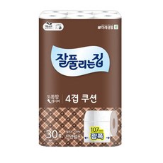 잘풀리는집 4겹 쿠션 소취화장지 27m 30롤 x 1팩, 1개, 30개입