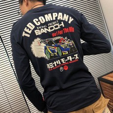 테드 컴퍼니 레이싱카 백프린팅 긴팔 티셔츠 빈티지 스트릿 바이크 남녀공용, 블루 T22 (RX)