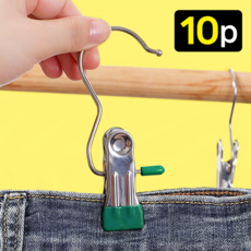 에버리즈 자국없는 후크 외집게 걸이, 10개, 딥 그린