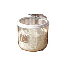 圓形米桶 防蟲防潮密封儲米箱 麵粉儲存罐, 奶油白, 1個